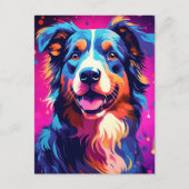 Colorful Australian Shepherd Art Postkarte (Vorderseite)