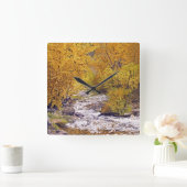 Colorful Autumn Aspen Trees Quadratische Wanduhr (Zuhause)
