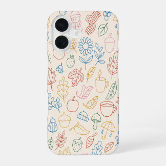 Colorful Autumn Pattern – Cozy Fall Leaves, Coffee iPhone 16 Hülle