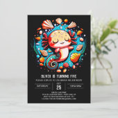 Colorful Axolotl Boho Birthday Einladung (Stehend Vorderseite)