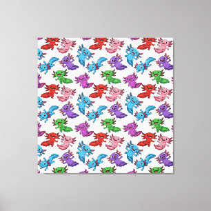Colorful_Axolotl_Friends_Seamless_Pattern Leinwanddruck