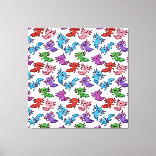 Colorful_Axolotl_Friends_Seamless_Pattern Leinwanddruck (Vorderseite)