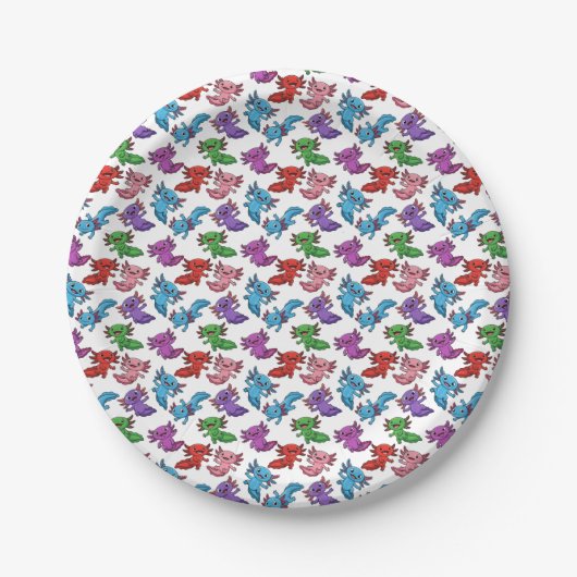 Colorful_Axolotl_Friends_Seamless_Pattern Pappteller (Vorderseite)