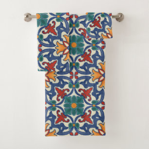 Colorful Azulejos Pattern Badhandtuch Set