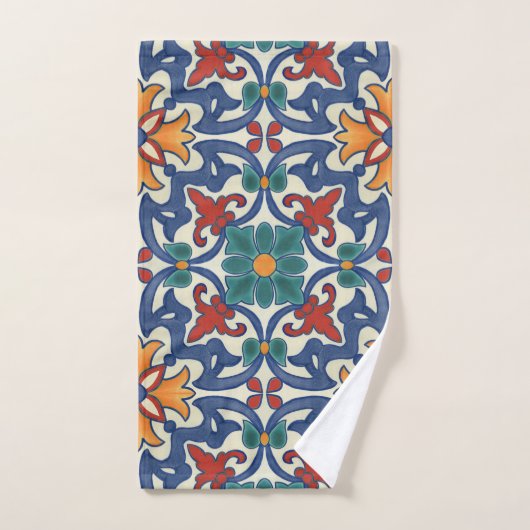 Colorful Azulejos Pattern Badhandtuch Set (Handtuch)