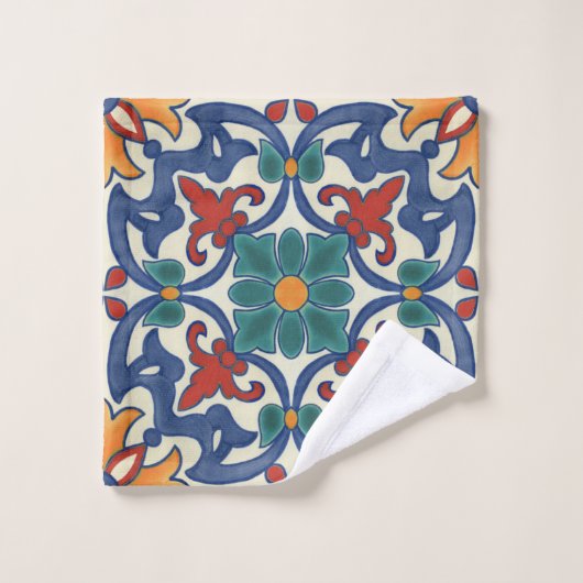 Colorful Azulejos Pattern Badhandtuch Set (Waschlappen)