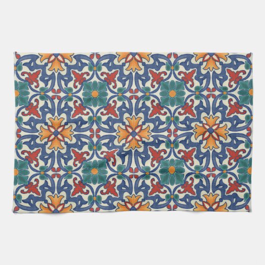Colorful Azulejos Pattern Geschirrtuch (Horizontal)