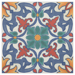 Colorful Azulejos Pattern Stoff