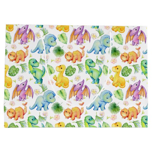 Colorful Baby Dinosaurier Große Geschenktüte (Rückseite)