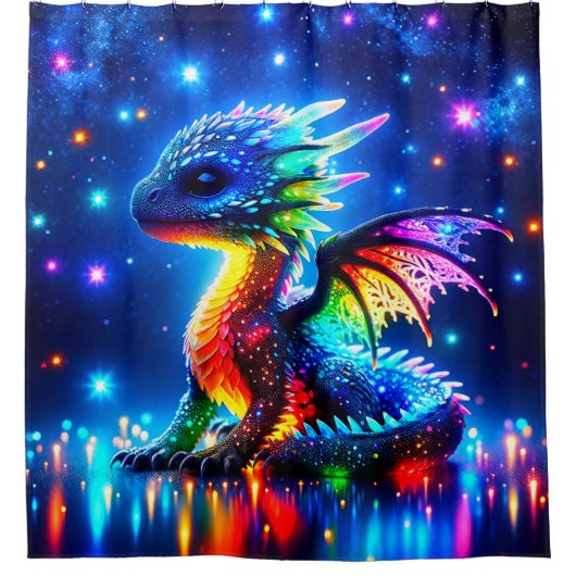 Colorful Baby Dragon Duschvorhang (Vorderseite)