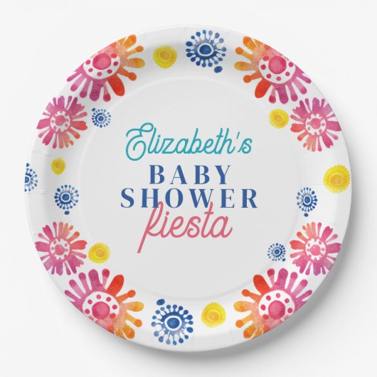 Colorful Baby Dusche Mexican Fiesta Pappteller (Vorderseite)
