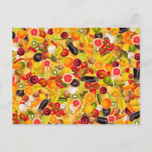 Colorful background of fruit and vegetables postkarte