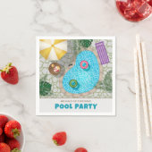 Colorful Backyard Swimming Pool Birthday Party Serviette (Beispiel)