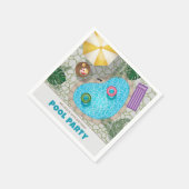 Colorful Backyard Swimming Pool Birthday Party Serviette (Ecke)