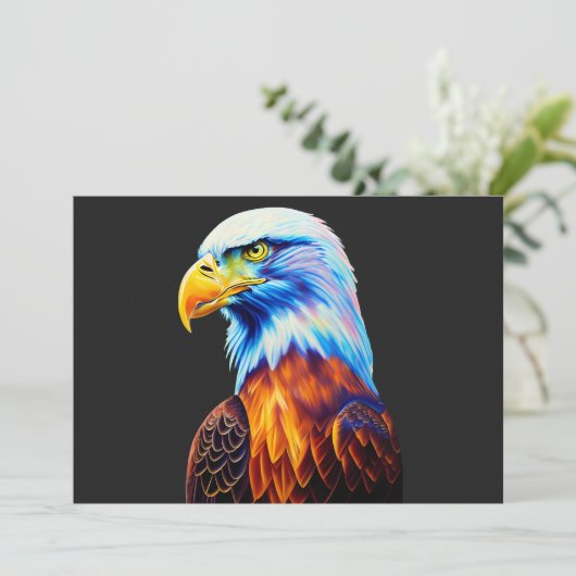 Colorful Bald Eagle Art Save The Date (Stehend Vorderseite)