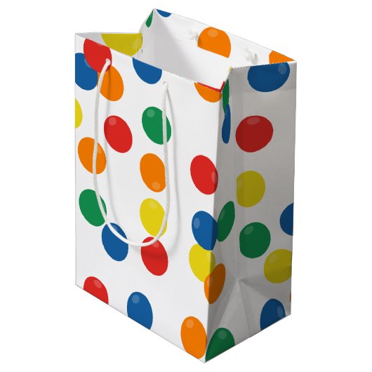 Colorful Ball Pattern Mittlere Geschenktüte (Rückseite Schrägansicht)