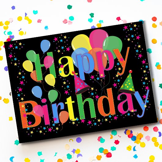 Colorful Ballons HAPPY BIRTHDAY Postkarte