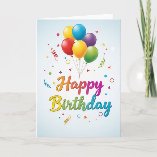 Colorful Balloon Celebration – Happy Birthday Card Karte (Vorderseite)