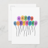 Colorful Balloon Happy Birthday – Fun Einladungspostkarte (Vorne/Hinten)
