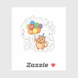 Colorful Balloon Parade Cat "Happy New Year" Aufkleber