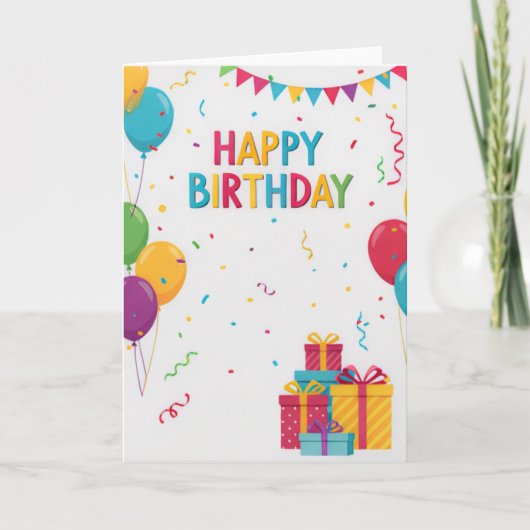 Colorful Balloons & Presents Kids Birthday Card Karte (Vorderseite)