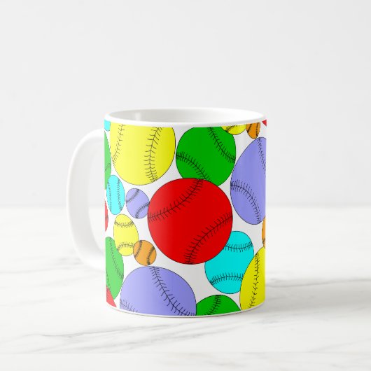 Colorful Baseball Pattern Coffee Mug Kaffeetasse (Vorderseite Links)