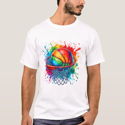 Colorful Basketball Tie Dye Color T-Shirt (Vorderseite)