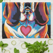 Colorful Basset Hound Pop Art Kitchen Towel Geschirrtuch (Gefaltet)