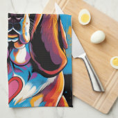 Colorful Basset Hound Pop Art Kitchen Towel Geschirrtuch (Viertel Falte)