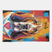 Colorful Basset Hound Pop Art Kitchen Towel Geschirrtuch (Horizontal)