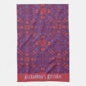 Colorful Batik Red & Purple Abstract Geschirrtuch (Vertikal)