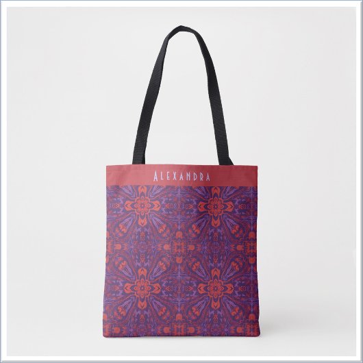 Colorful Batik Red & Purple Abstract Tasche