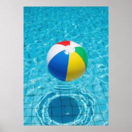 Colorful Beach Ball in Crystal Pool – Summer Vibes Poster