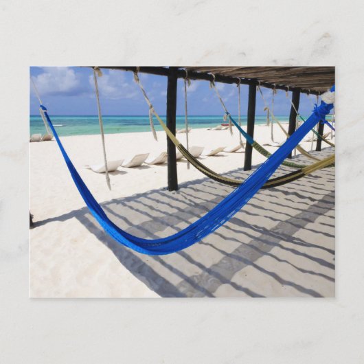 Colorful Beach Hänmocks Cozumel Mexico Postcard Postkarte (Vorderseite)