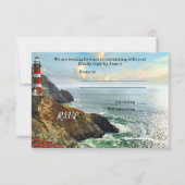 Colorful Beach Lighthouse Wedding RSVP Card Einladung (Vorderseite)