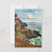 Colorful Beach Lighthouse Wedding RSVP Card Einladung (Vorderseite)