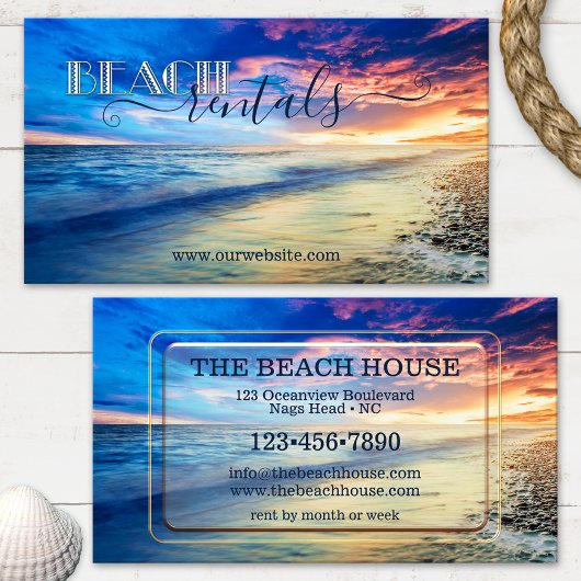 Colorful Beach Rentals Business Card Visitenkarte