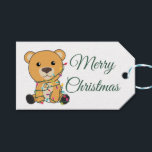 Colorful Bears Merry Christmas Winter Animals Bear Geschenkanhänger<br><div class="desc">The yellow bear on Christmas with fairy lights. Funny animals with ohrts and snow for the holidays. Also funny for Christmas in July. Bears are cute animals and perfect for Christmas.</div>