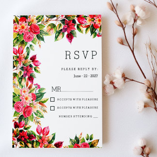 Colorful beautiful country floral botanic RSVP Einladung