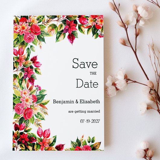 Colorful beautiful country floral Save the Date Einladung