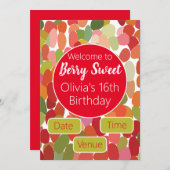 Colorful Berry Sweet Birthday Einladung (Vorne/Hinten)