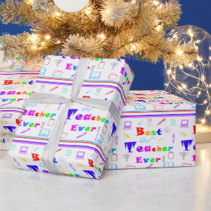 Colorful Best Teacher Ever Fun School Angebote Kun Geschenkpapier