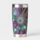 Colorful Big Flower Abstract Trippy Fractal Art Thermobecher (Rückseite)