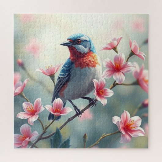 Colorful Bird Floral Jigsaw Puzzle (Vertikal)