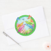 Colorful Birds in Circular Garden Runder Aufkleber (Umschlag)