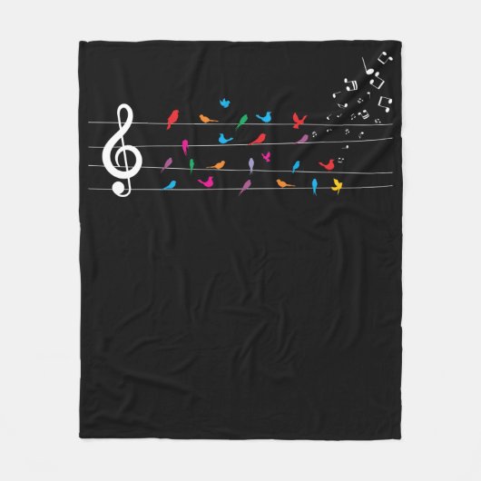Colorful Birds Musical Notes Nature Music Fleecedecke (Vorderseite)