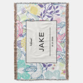 Colorful Birds Welcome Name Date Newborn Decke (Vorderseite Vertikal)