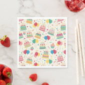 Colorful Birthday Cakes and Balloons Paper Napkins Serviette (Beispiel)