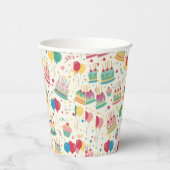 Colorful Birthday Cakes and Balloons Paper Plates Pappbecher (Rechts)