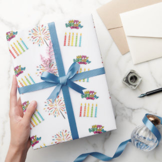 Colorful Birthday Candle Wrapping Paper  Geschenkpapier